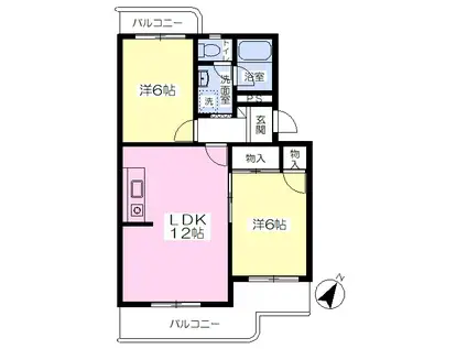 マンションヒマワリ(2LDK/2階)の間取り写真