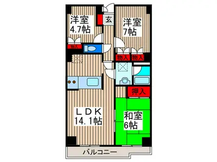 伊奈OCマンション(3LDK/2階)の間取り写真