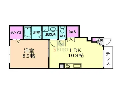 アンプルールフェールフォルテグーフォ(1LDK/1階)の間取り写真