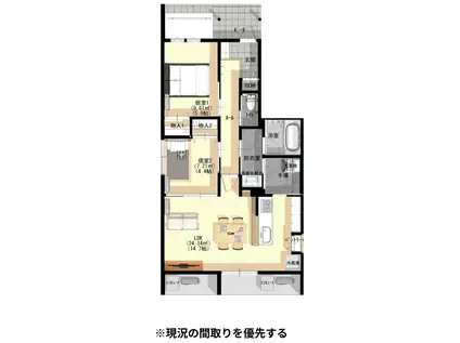 マリアント押田A棟(2LDK/1階)の間取り写真