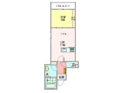 LIVENT元住吉(1LDK/1階)の間取り写真