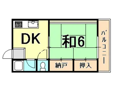 フタミハイツ(1DK/6階)の間取り写真