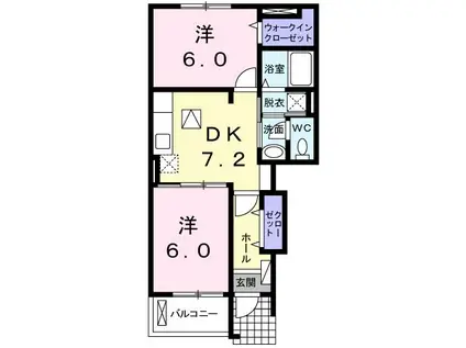 テラエスペランサ A(2DK/1階)の間取り写真