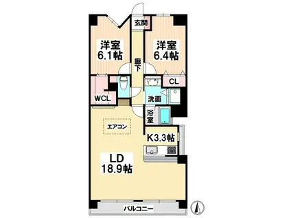 プロシード新瑞橋(2LDK/6階)の間取り写真