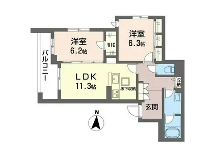 ベルドゥラ藤沢(2LDK/3階)の間取り写真