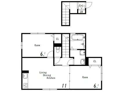 ラーク木幡(2LDK/2階)の間取り写真