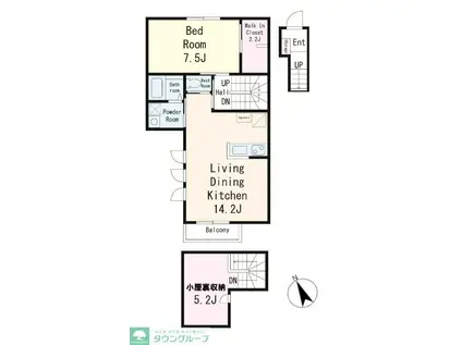 市川市鬼高2丁目PJ(1LDK/2階)の間取り写真