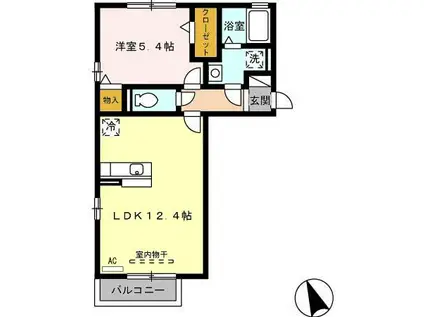 プランドール粟野(1LDK/2階)の間取り写真