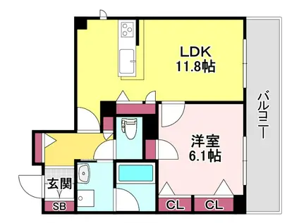 スカイ ウィング(1LDK/3階)の間取り写真