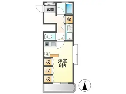 モーゼンヴィレッジ音聞山(ワンルーム/5階)の間取り写真
