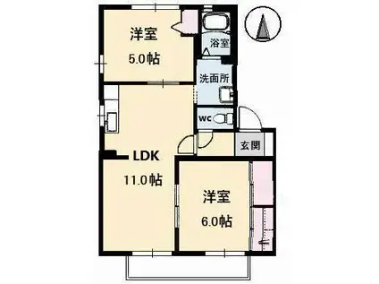 シャーメゾン番町(2LDK/1階)の間取り写真