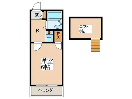 パールハイツ武蔵野(1K/2階)の間取り写真