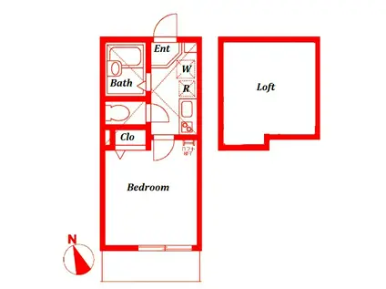 ルチェンテS(1K/1階)の間取り写真