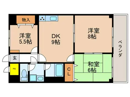 今井ドゥズィーエムマンション(3DK/1階)の間取り写真