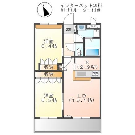 カサミラドールグランデ(2LDK/1階)の間取り写真