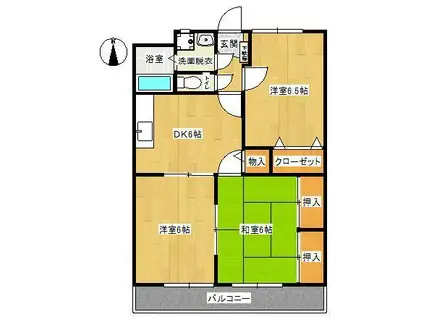 グリーンワン・ハイツ(3DK/3階)の間取り写真