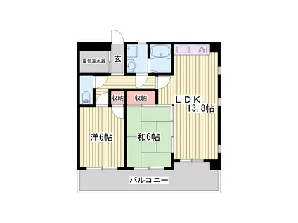 フレンドM東山(2LDK/2階)の間取り写真