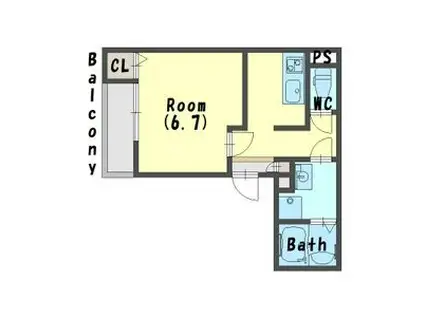 アイリス寝屋川  バイク可(1K/1階)の間取り写真