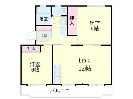 武藤ハイツI(2LDK/2階)の間取り写真