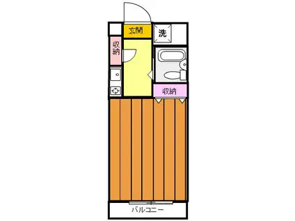 ベルトピア国分寺(ワンルーム/4階)の間取り写真