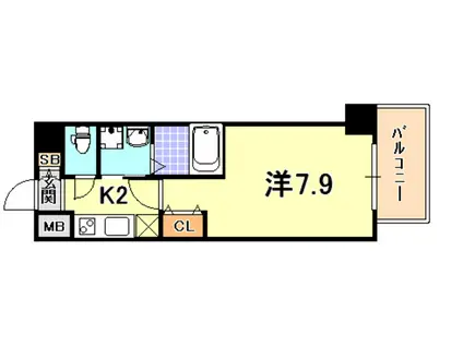ラナップスクエア湊川公園(1K/6階)の間取り写真
