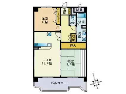 ラ・メイユール(2LDK/1階)の間取り写真