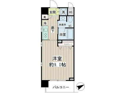 グランイーサ新丸子(1K/3階)の間取り写真