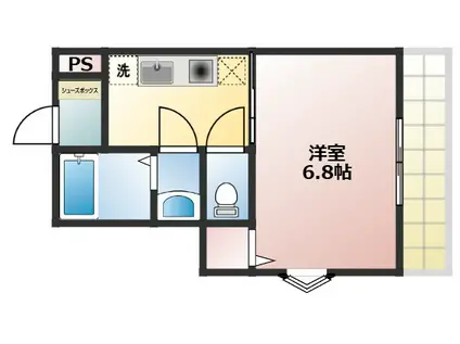 三春町アパート(1K/1階)の間取り写真