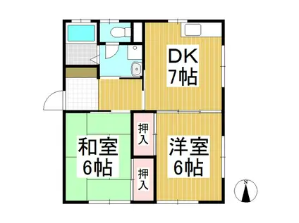 メゾン真島(2DK/1階)の間取り写真