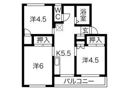 ヴィラナリー安八II1号棟(3DK/2階)の間取り写真