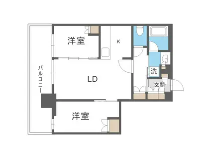 ライオンズタワー札幌(2LDK/16階)の間取り写真