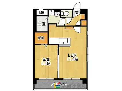 パークサイド ソレイユ(1LDK/5階)の間取り写真