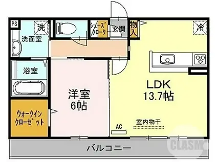 ムーラン ア ヴァン A棟(1LDK/3階)の間取り写真