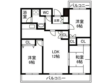 レジデンス光和(3LDK/1階)の間取り写真