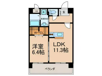 プレミールベガ(1LDK/4階)の間取り写真