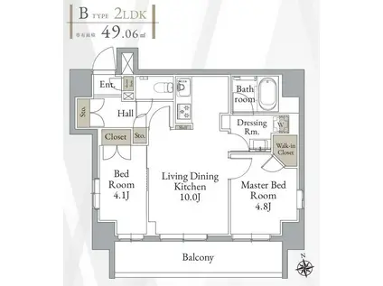 LIVECASA高円寺(2LDK/6階)の間取り写真