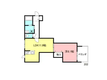 アルゴ西麻布(1LDK/2階)の間取り写真