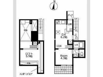 コートハイムIII(1DK/1階)の間取り写真