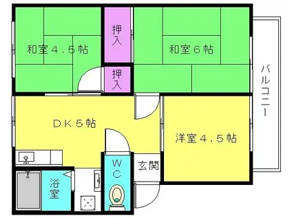 サンシティ蓮池 B棟(3DK/1階)の間取り写真