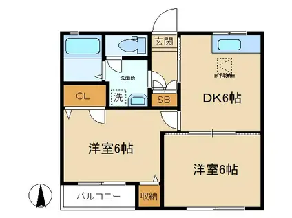 メゾンセフィラA(2DK/1階)の間取り写真