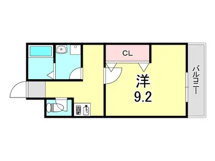 ヴァンクール高東町(1K/2階)の間取り写真