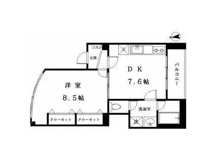 MEレジデンス(1DK/2階)の間取り写真