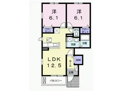 ベルシャトー(2LDK/1階)の間取り写真