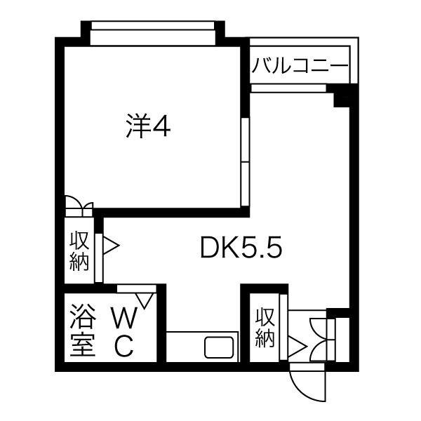 ライラックレインボー北木の本(1DK/2階)の間取り写真
