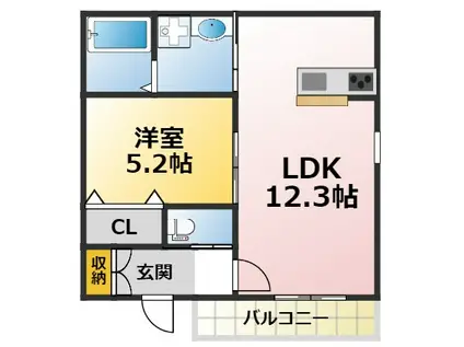 CREA東刈谷(1LDK/2階)の間取り写真