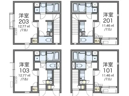 シエルブルー戸塚II(1K/1階)の間取り写真
