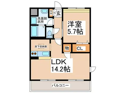 M78・・・峰(1LDK/2階)の間取り写真