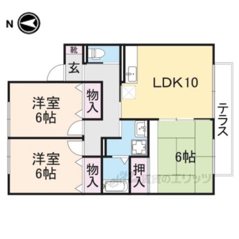 ローズヒップガーデンA棟(3LDK/1階)の間取り写真