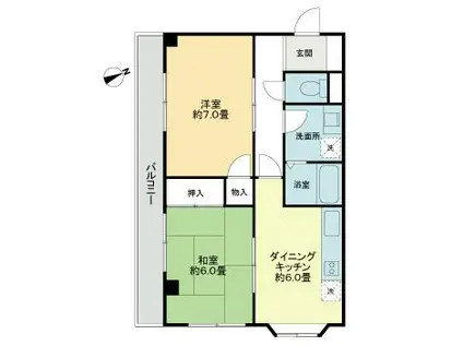 イーストリバー町屋(2DK/1階)の間取り写真