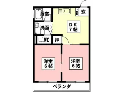 ベルポートINABA(2DK/3階)の間取り写真
